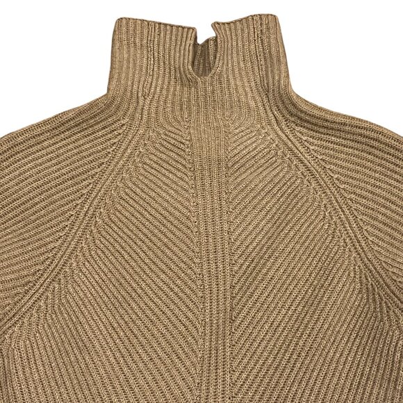 Theory Cashmere Moving Rib Turtleneck Sweater, Tan S - Picture 8 of 9